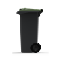 Bac poubelle à déchets 2 roues 120 litres gris couvercle vert