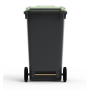 Bac poubelle à déchets 2 roues 240 litres gris couvercle vert