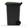 Bac poubelle à déchets 2 roues 240 litres gris couvercle vert