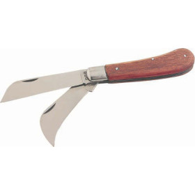 COUTEAU POUR ELECTRICIEN 2 LAMES DONT UNE SERPETTE 70 MM - SAM 371
