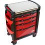 SERVANTE 41 - 5 TIROIRS - ROUGE - PLATEAU INOX - SAM 415H