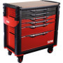 SERVANTE 41 - XL - 6 TIROIRS - ROUGE - PLATEAU BOIS - SAM 416-BXL