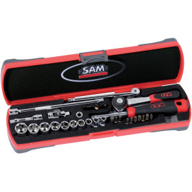 DOUILLES ET ACCESSOIRES 1/4'' - COFFRET DE 33 - SAM 73-R33