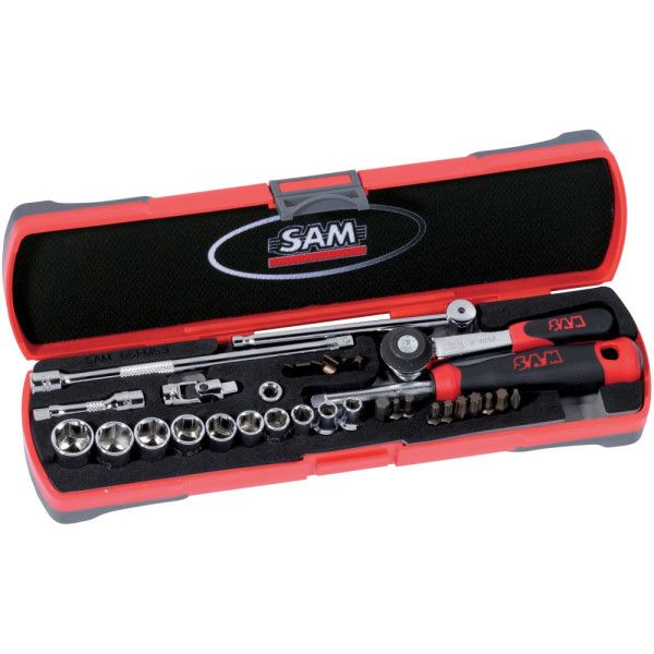 DOUILLES ET ACCESSOIRES 1/4'' - COFFRET DE 33 - SAM 73-R33