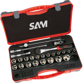 DOUILLES ET ACCESSOIRES 1/2'' EN MM - COFFRET DE 25 - SAM 75-SH25