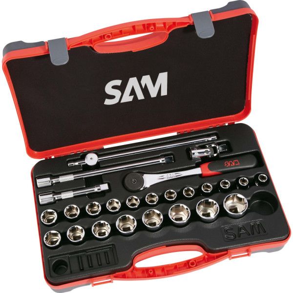 DOUILLES ET ACCESSOIRES 1/2'' EN MM - COFFRET DE 25 - SAM 75-SH25