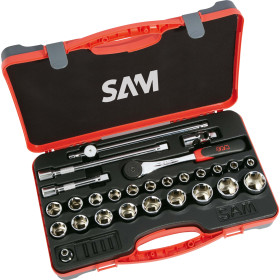 DOUILLES ET ACCESSOIRES 1/2'' EN MM - COFFRET DE 27 - SAM 75-SH27A
