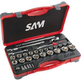 DOUILLES ET ACCESSOIRES 1/2'' EN MM - COFFRET DE 32 - SAM 75-SH32