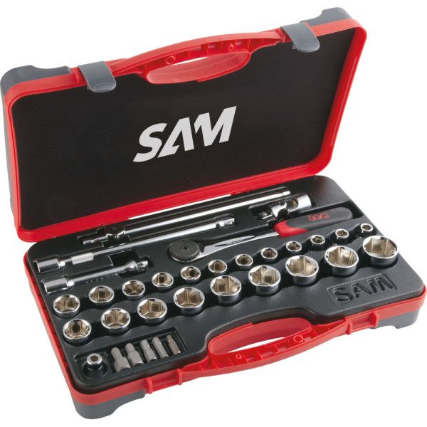 DOUILLES ET ACCESSOIRES 1/2'' EN MM - COFFRET DE 32 - SAM 75-SH32