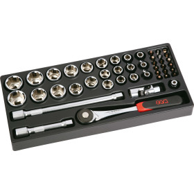 MODULE ABS 1/3 DE 45 OUTILS 1/2'' 6 PANS EN MM CLIQUET PUSH - SAM 75-SH45PM