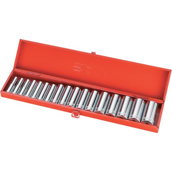 DOUILLES LONGUES 1/2'' 12 PANS - COFFRET DE 17 - SAM 75-SL17