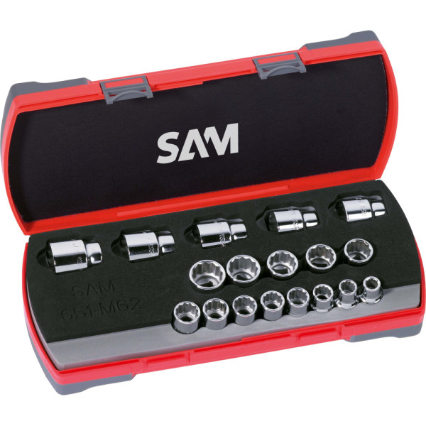 DOUILLES 1/2'' 12 PANS EN POUCE - COFFRET DE 17 - SAM 75-SP18A