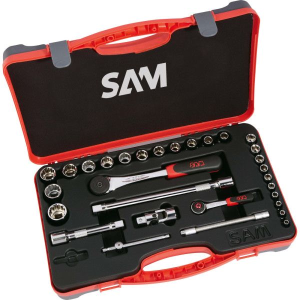 DOUILLES ET CLIQUETS 1/4'' 1/2'' - COFFRET DE 30 - SAM 75-SR30