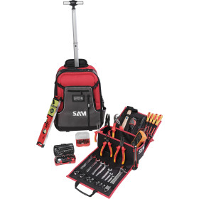 SAC A DOS TROLLEY 40 L - COMPOSITION ELECTRICIEN 111 OUTILS - SAM CP-ELEC2