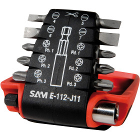 RATELIER DE 10 EMBOUTS 1/4'' DE VISSAGE ET UN PORTE-EMBOUTS - SAM E-112-J11