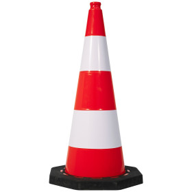 Cone plastique fluo 75cm pvc pied caoutchouc 4kg