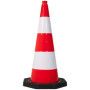 Cone plastique fluo 75cm pvc pied caoutchouc 4kg