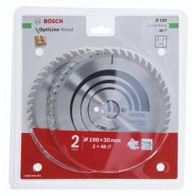 Kit 2 Lames scie circulaire Bois Optiline 190x30mm 48D + Speed 190x30mm 24D