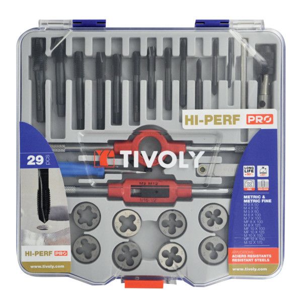 Coffret tarauds et filières 29 pièces - TIVOLY