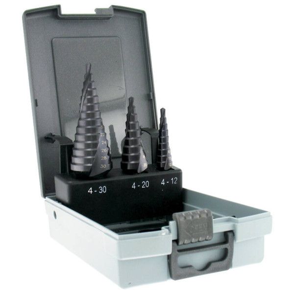 3 forets étagés HSS revêtus TiAlN Ø 4 à 30mm