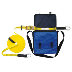LIGNE DE VIE HORIZ. SANGLE RÉGLABLE 20 M MAX CROC MOUSQUETONS ET SAC