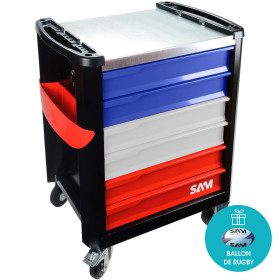 Servante 6 tiroirs bleu blanc rouge