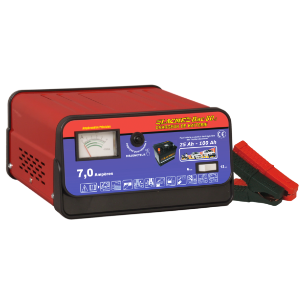 Chargeur de Batterie Bac 80 Pour batteries 6 V / 12 V de 25 Ah à 100 Ah