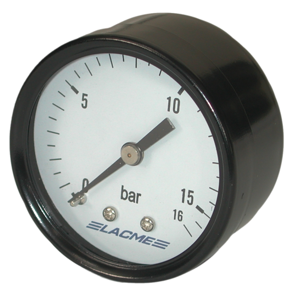 Manomètre 0-16 Bar, Ø50mm, Entrée d'air 1/4"M, axial, graduation 0,5bar