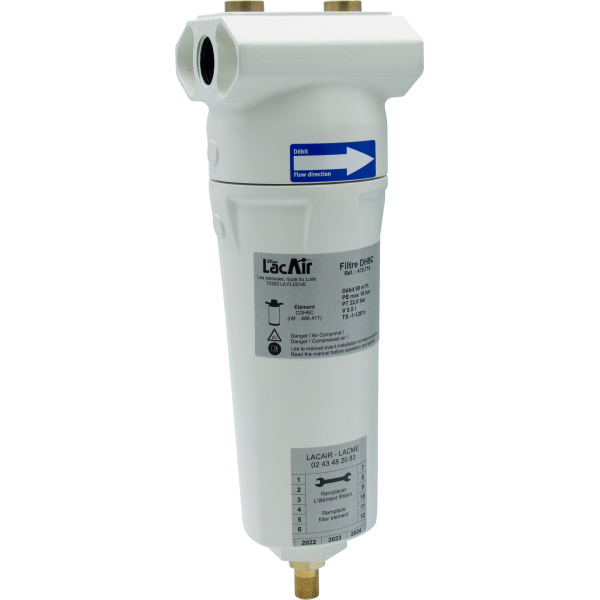 Filtre Déshuileur DH9C - 90 m³/h - 1/2" F - Submicronique : 0,1 µ - 0,01 ppm