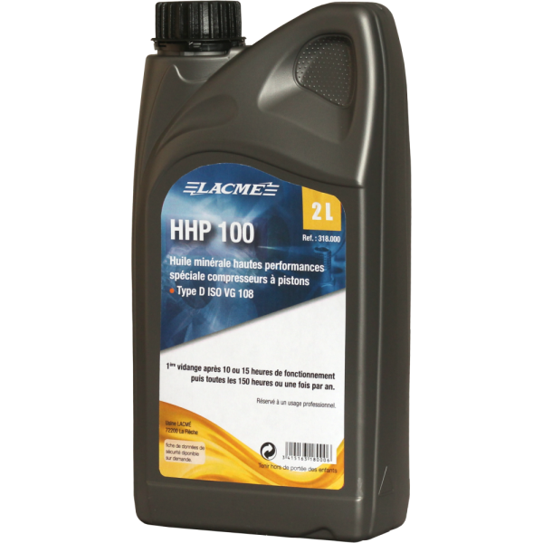 Huile minérale HHP100 spéciale compresseurs 2L Type D ISO VG 100