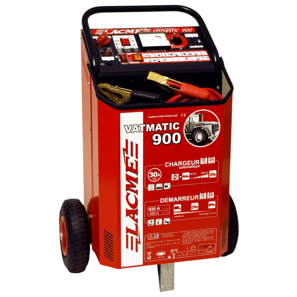 Chargeur-Démarreur de Batterie Vatmatic 900 12 V/24 V. Charge 60 A, démarre 900A