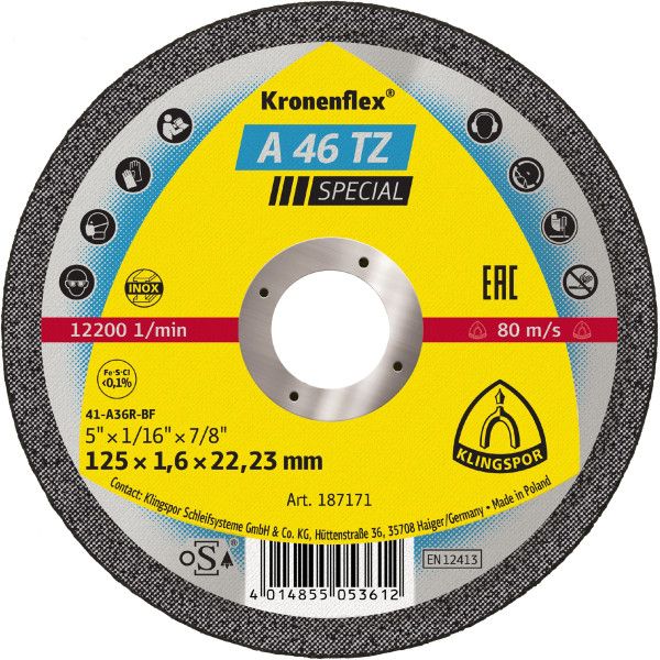 Disques à tronçonner pour Acier inoxydable, Acier  A 46 TZ Special