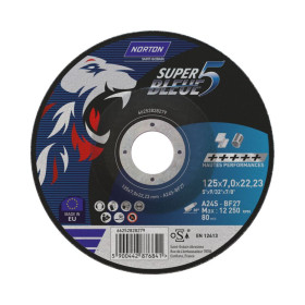 Disque d'ébarbage pour acier & inox 125x6.4x22.23mm Norton SUPER BLEUE 5