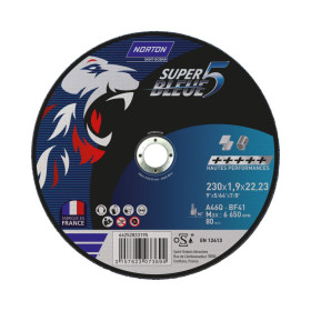 Disque de tronçonnage ultra mince pour acier & inox 230x1.9x22.23mm Norton SUPER BLEUE 5