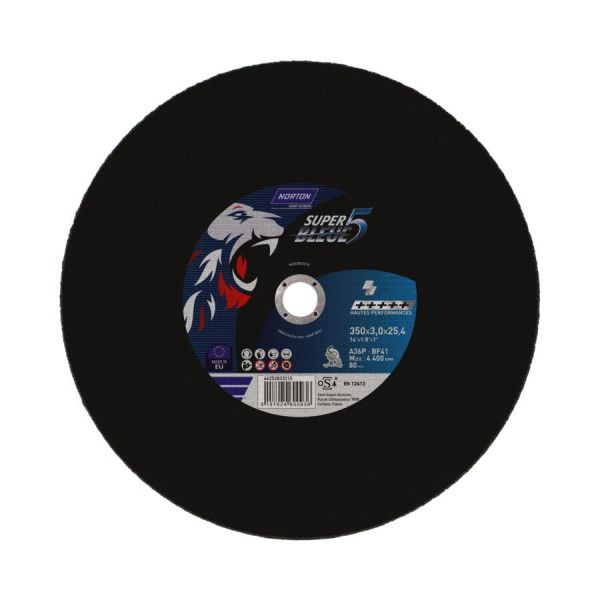 Disque de tronçonnage pour métal 356x3x25.4mm pour machine d'établi Norton SUPER BLEUE 5