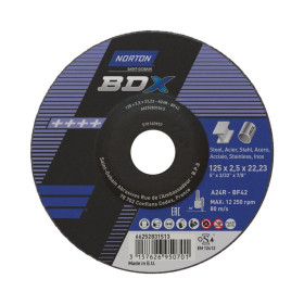 Disque à moyeu déporté de tronçonnage pour acier & inox 125x2.5x22.23mm Norton BDX