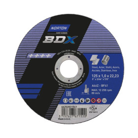 Disque de tronçonnage ultra mince pour acier & inox 125x1x22.23mm Norton BDX