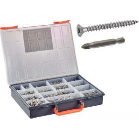 COFFRET PACKPRO VIS POUR BOIS AGGLOMERE TETE FRAISEE POZIDRIVE INOX A2