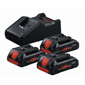 Pack 3 batteries BOSCH PROCORE 18V 4 Ah + chargeur