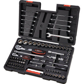 Coffret de cliquets douilles et accesoires 1/4-1/2 86 outils