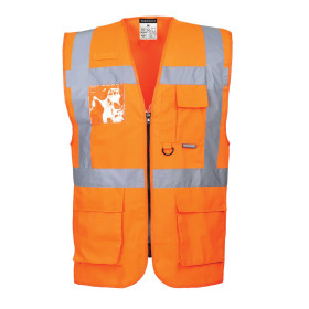 GILET SIGNALISATION BERLIN HAUTE VISIBILITE ORANGE MULTIPOCHES