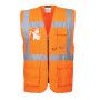 GILET SIGNALISATION BERLIN HAUTE VISIBILITE ORANGE MULTIPOCHES