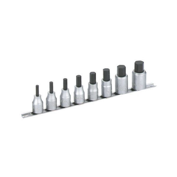 Jeu de 8 douilles tournevis monobloc 1/2" sur rack de rangement