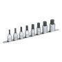 Jeu de 8 douilles tournevis monobloc 1/2" sur rack de rangement
