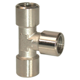 Té égal : 3 x 1/4" Femelle - en laiton nickelé (vrac par 5)