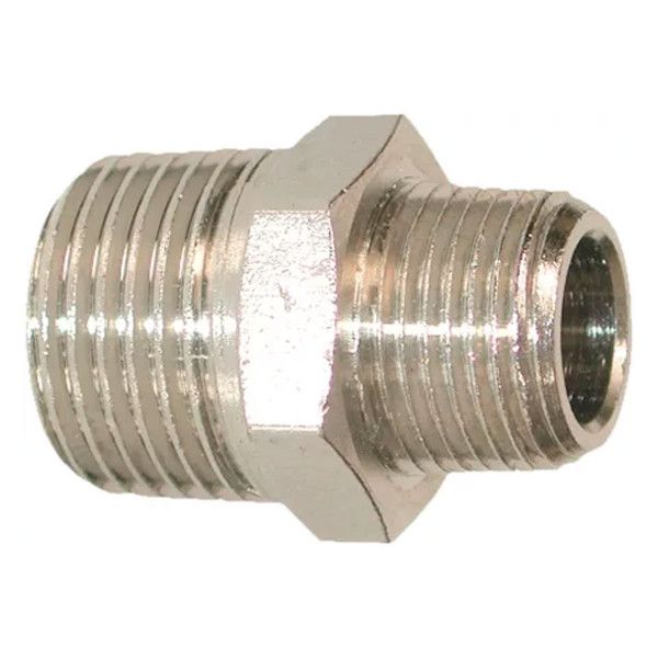 Mamelon E : 3/8" Mâle - 1/2" Mâle - en laiton nickelé (vrac par 5)