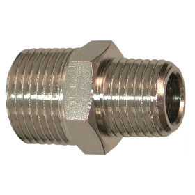 Mamelon B : 1/4" Mâle - 3/8" Mâle - en laiton nickelé (vrac par 5)
