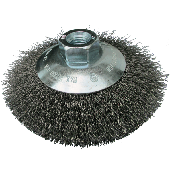 BROSSE CONIQUE BK600W FILETAGE M14 FIL ONDULE HAUTE RESISTANCE ACIER 0,30