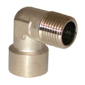 Coude : 1/2" Mâle - 1/2" Femelle - en laiton nickelé (vrac par 1)