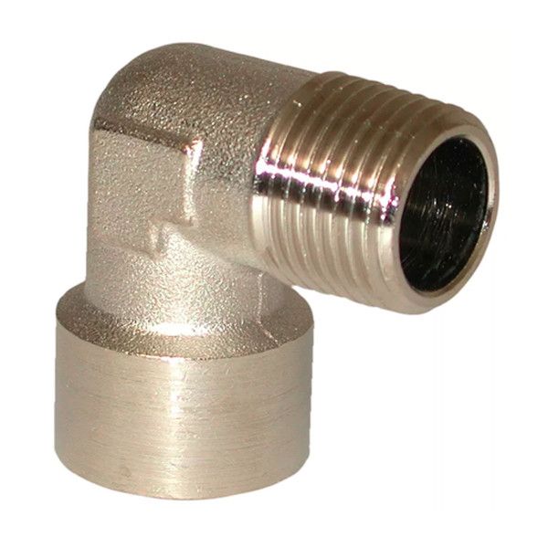 Coude : 1/2" Mâle - 1/2" Femelle - en laiton nickelé (vrac par 1)